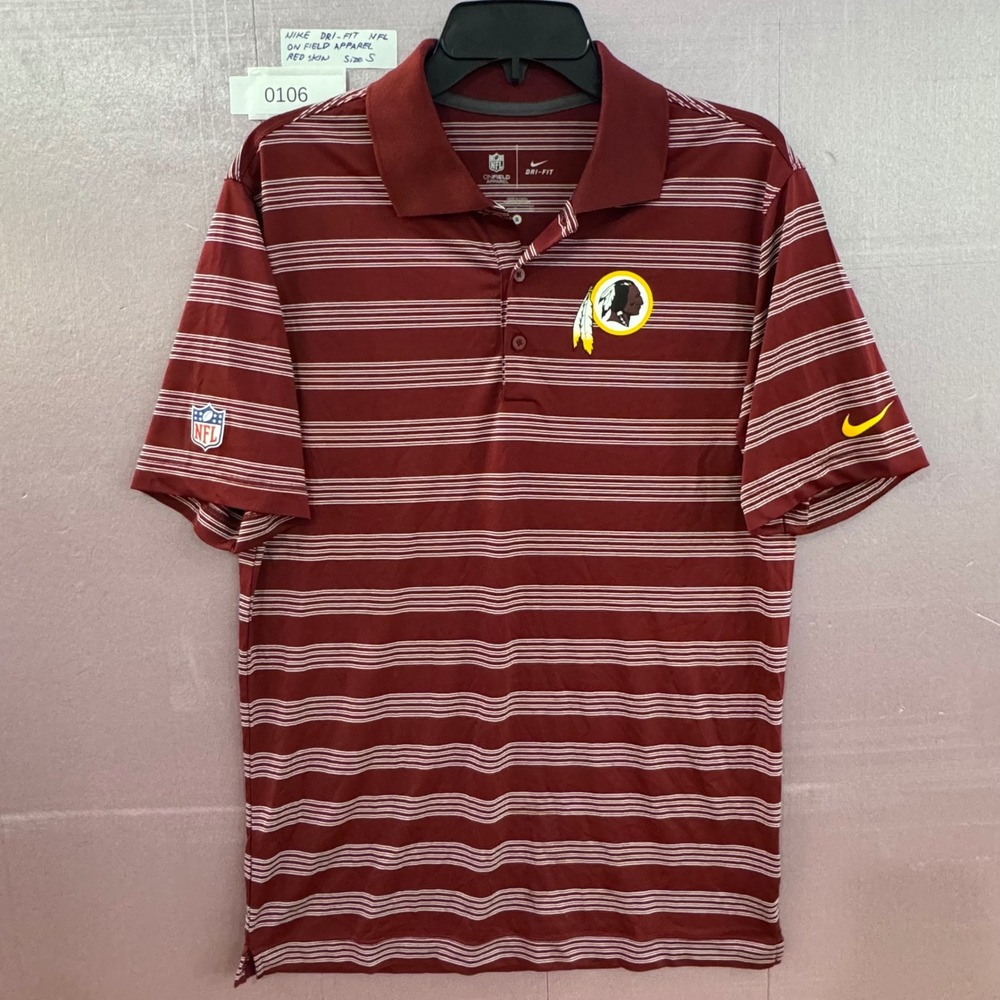 Nike Dri‎ Fit NFL Washington Redskins On-Field Polo Shirt Men's Size S Burgundy